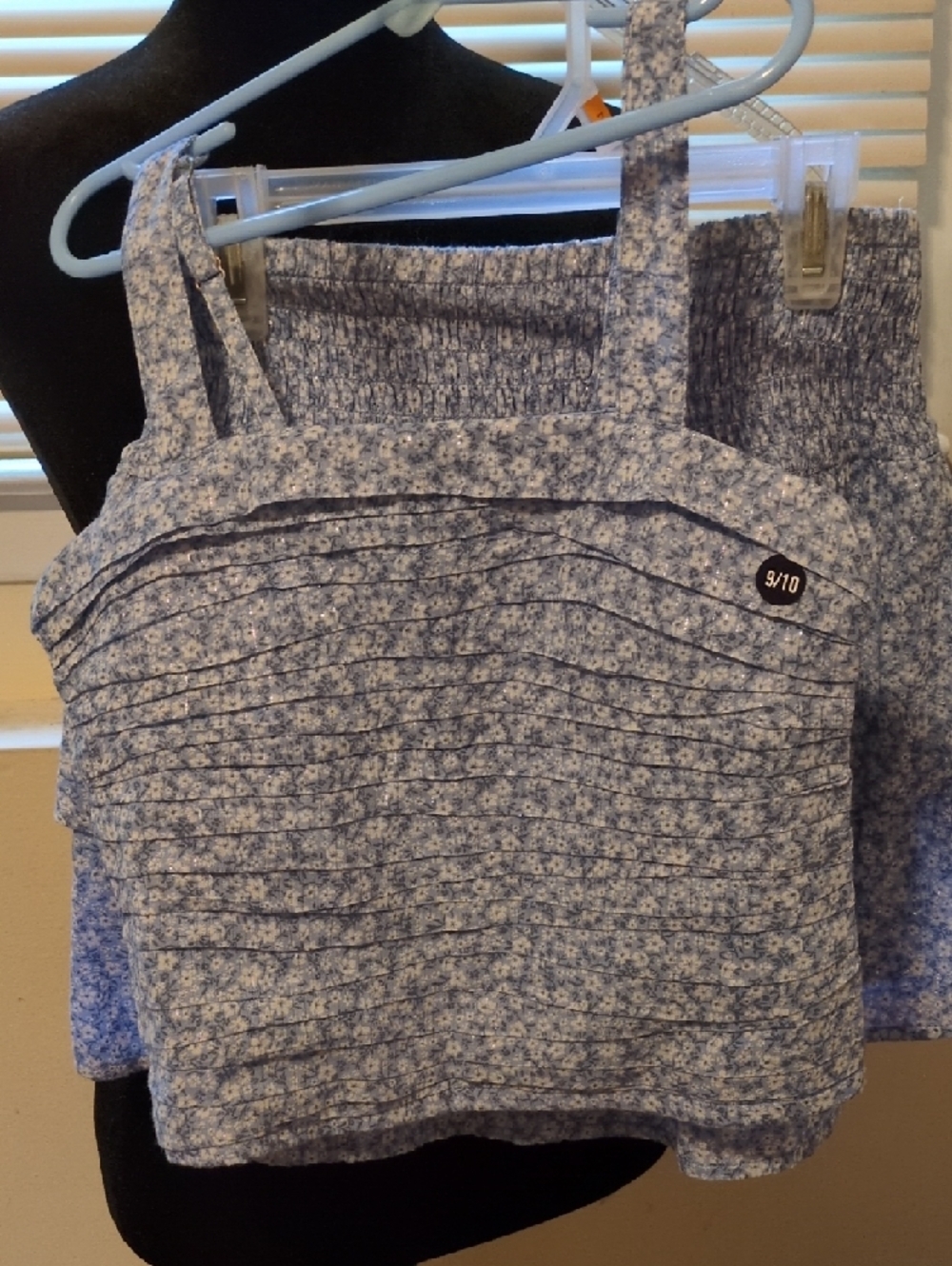 Abercrombie Kids 2 PC L/Blue Floral Smocked Waist Tiered Women's Top/Skirt 9/10 - Picture 5 of 10